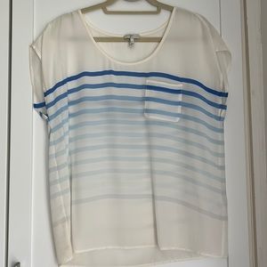 Joie Blue Ombré Stripe Silk Top